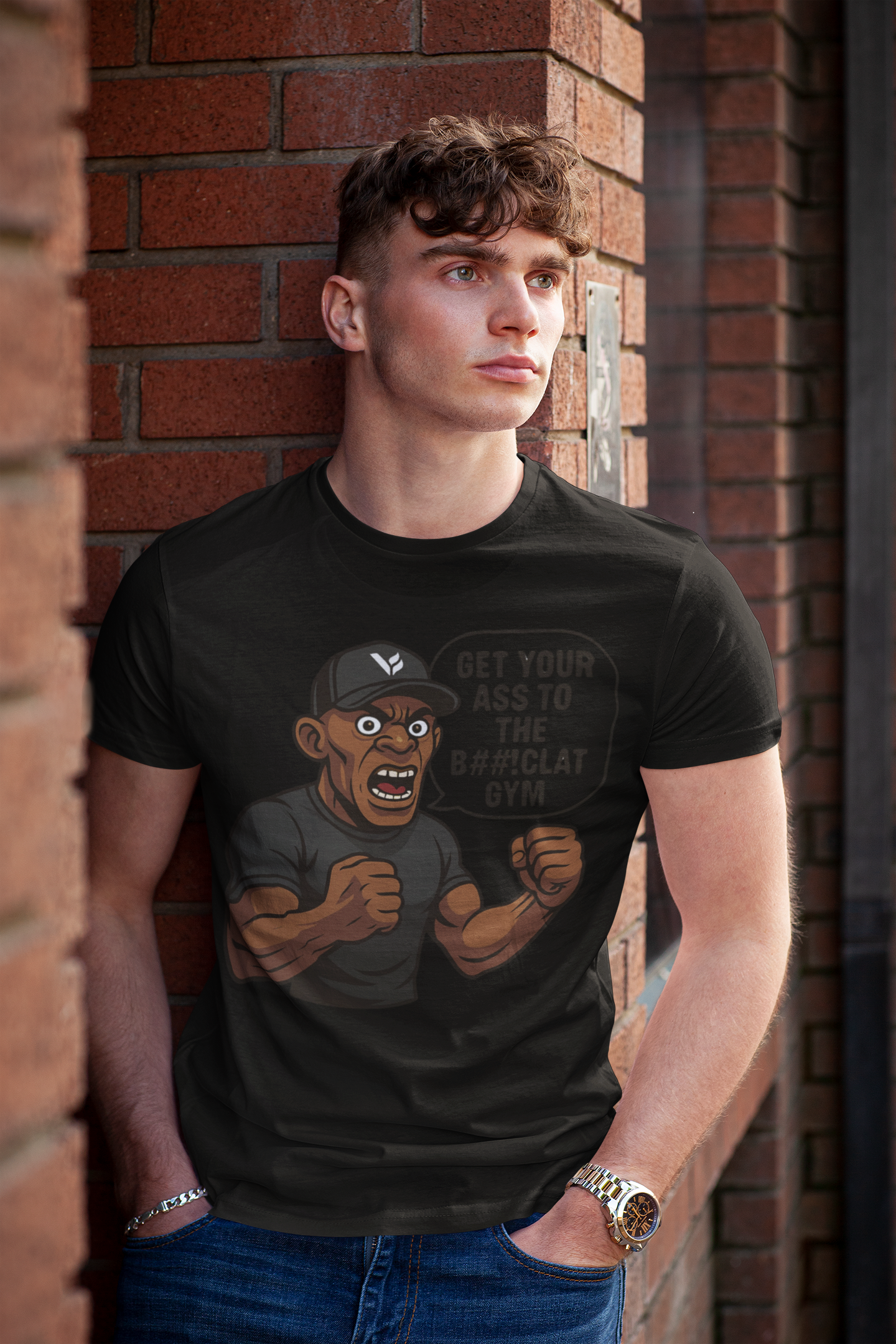 Get Your Ass To The Bom%!clat GYM - T-Shirt 2 Zwart