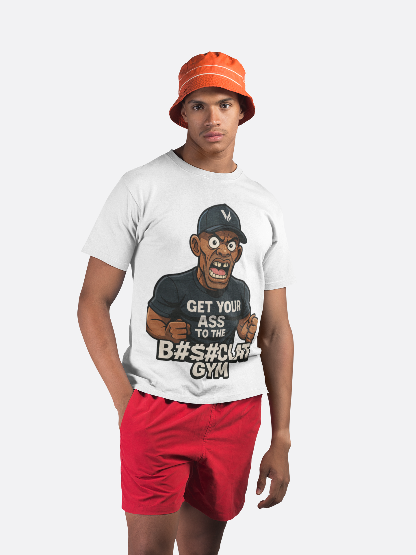 Get Your Ass To The Bom%!clat GYM - T-Shirt 3 - Wit