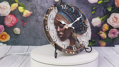 Afiba Lioness Wandklok - African Queen - 25,4CM