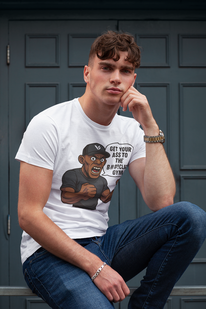 Get Your Ass To The Bom%!clat GYM - T-Shirt 2 - Wit